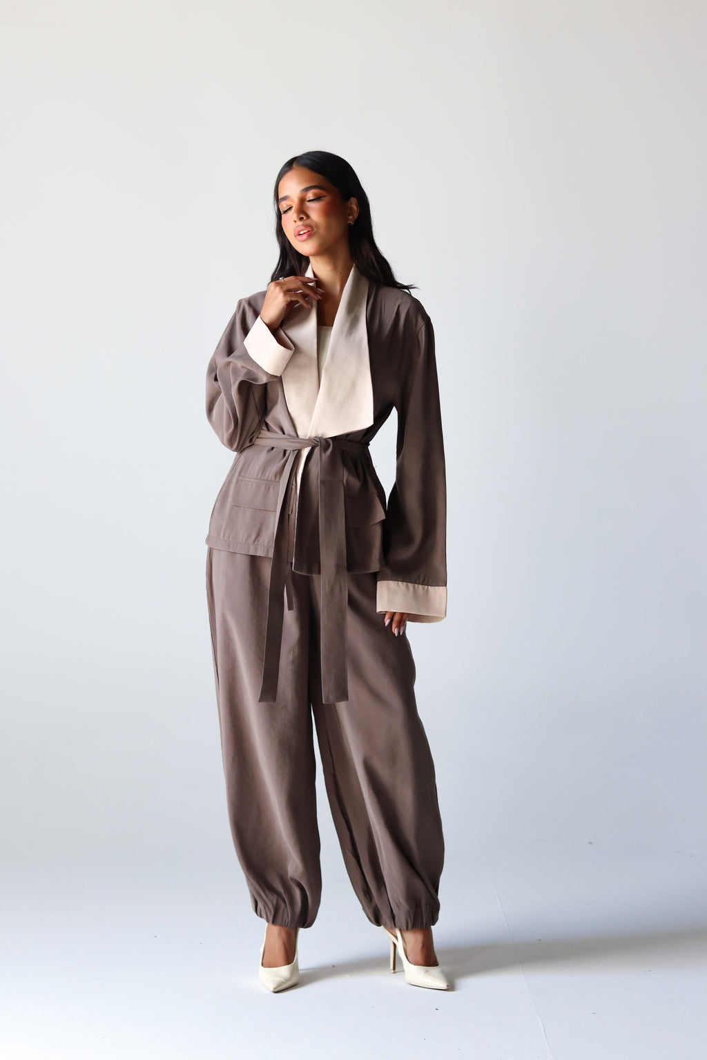 Two Toned Set in Taupe Brown