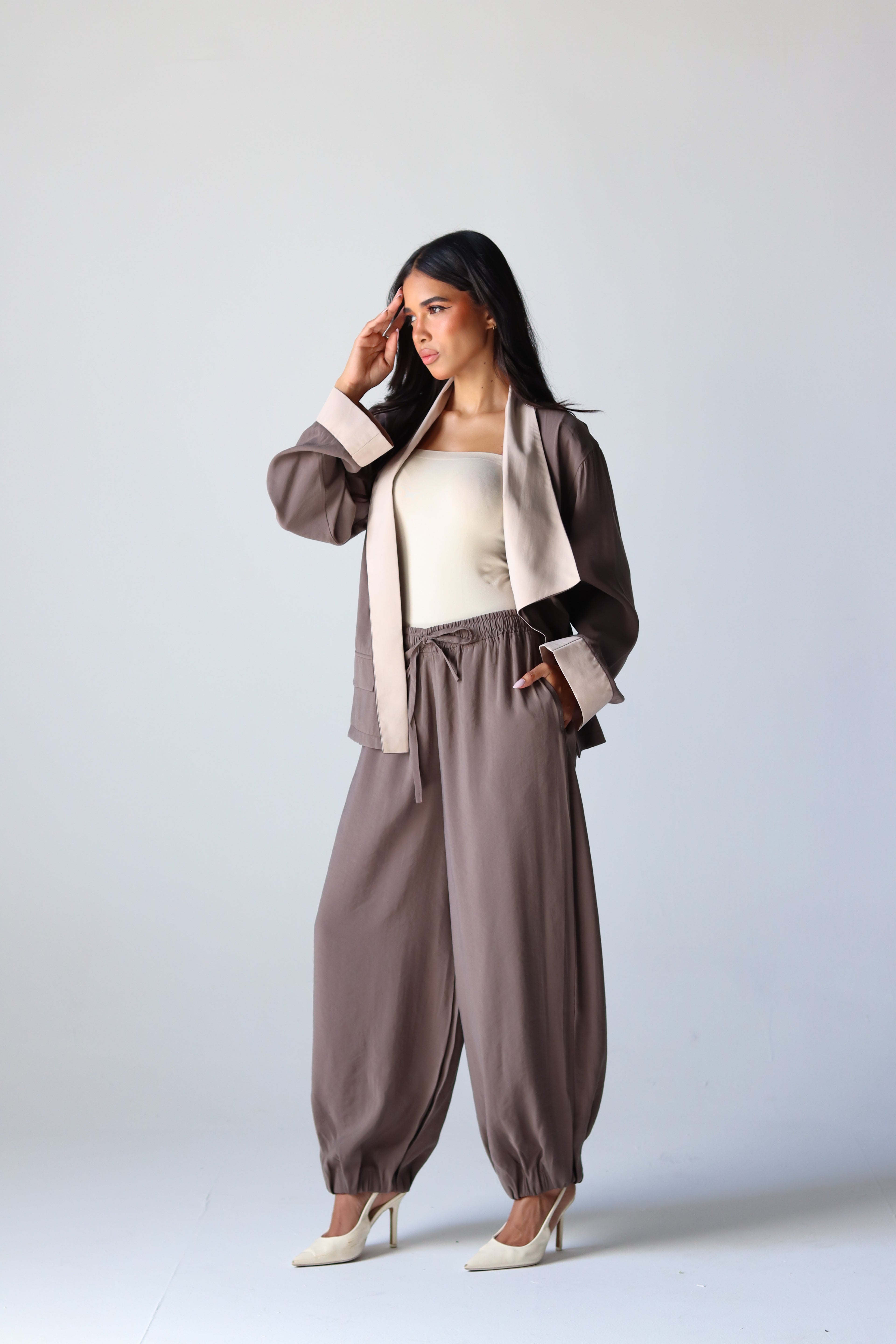Two Toned Set in Taupe Brown