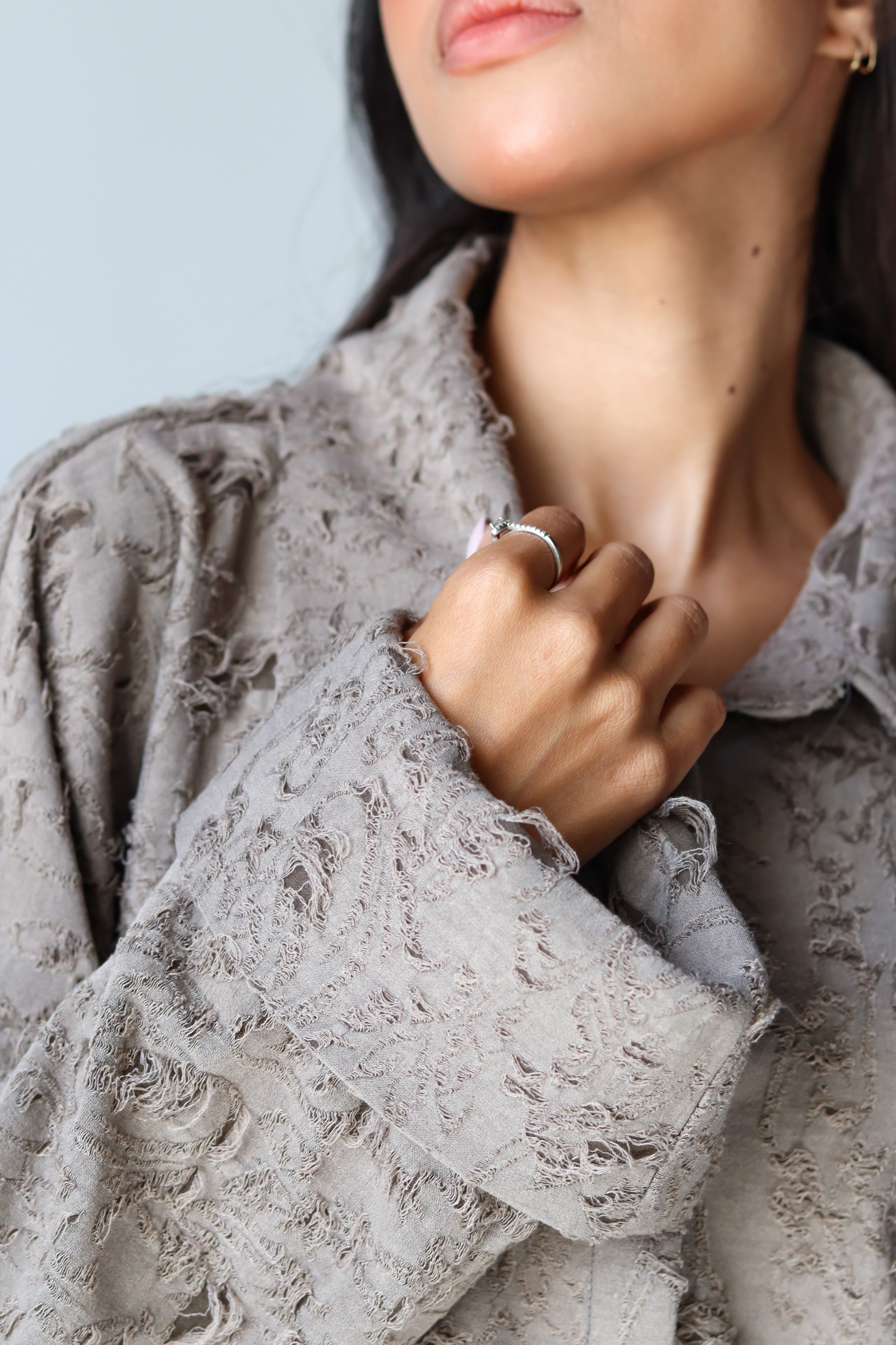 Fluffy Shirt in Olive Grey