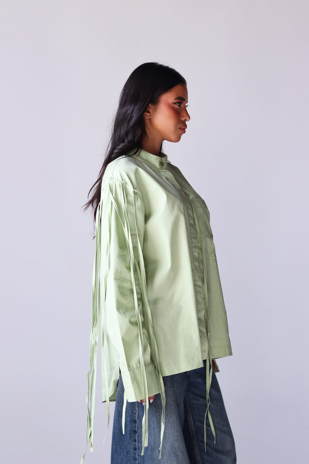 Fringe shirt in olive