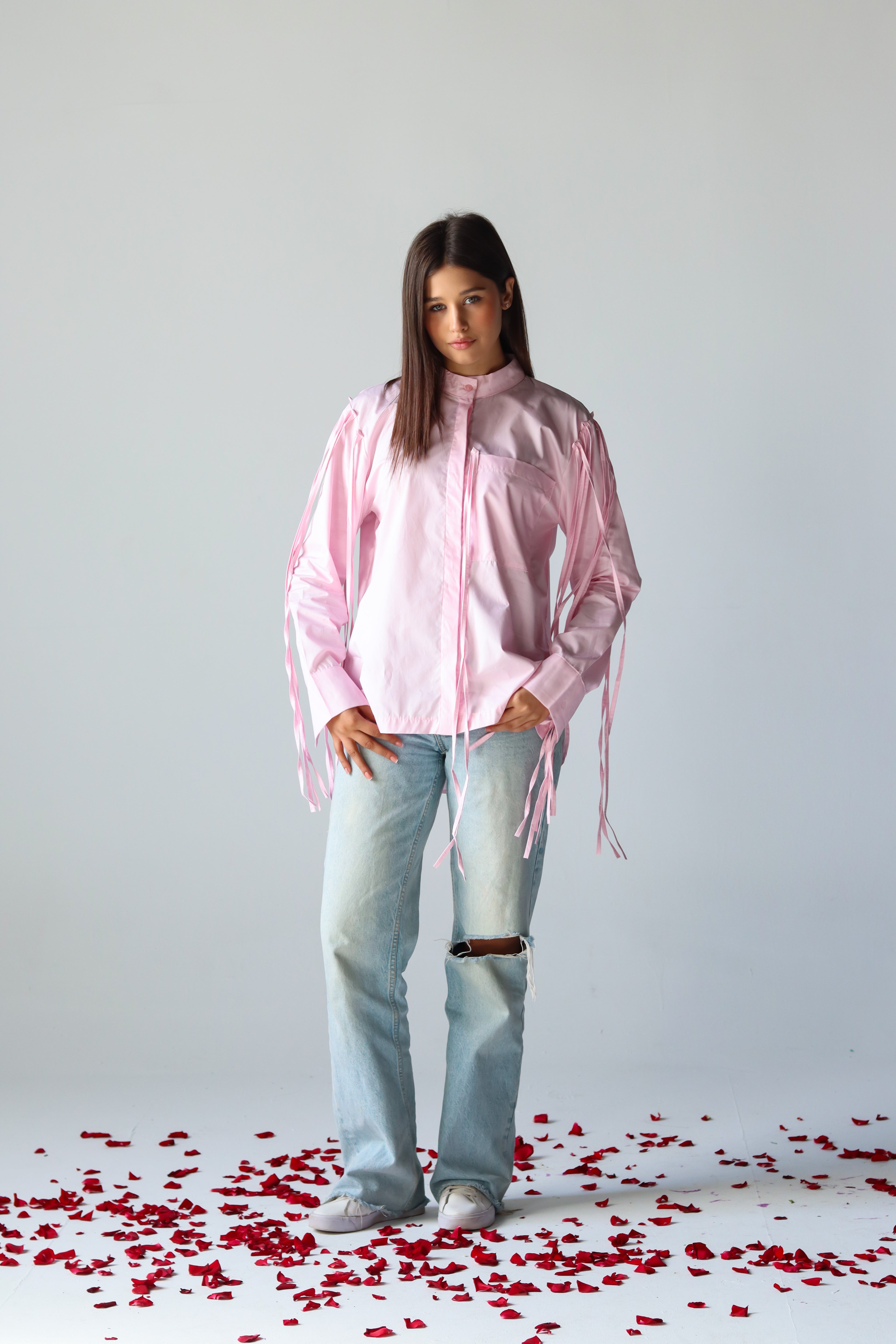 Fringe shirt in pink