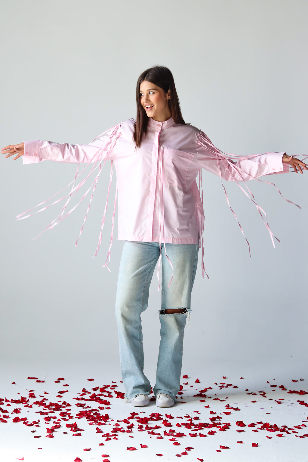 Fringe shirt in pink