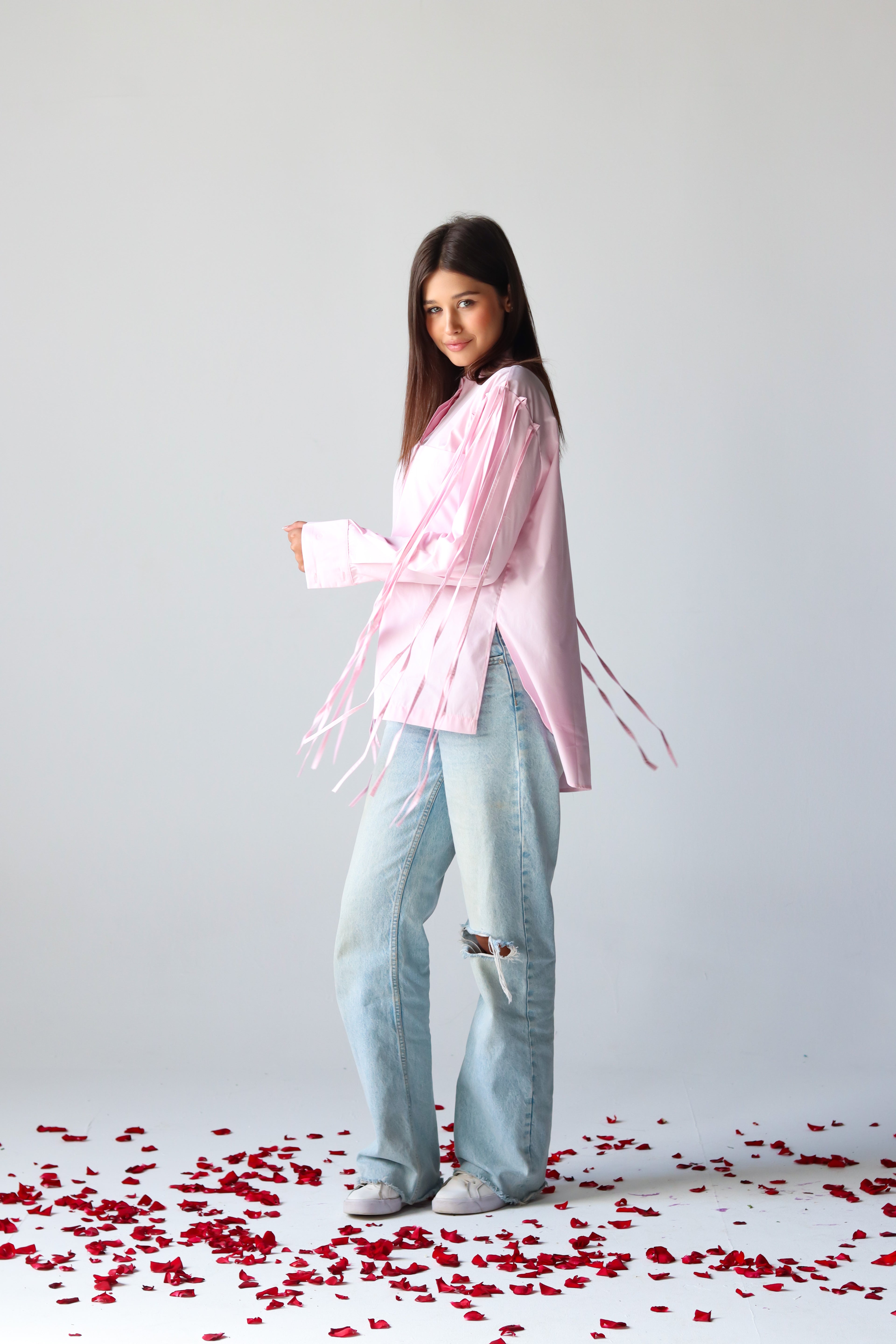 Fringe shirt in pink